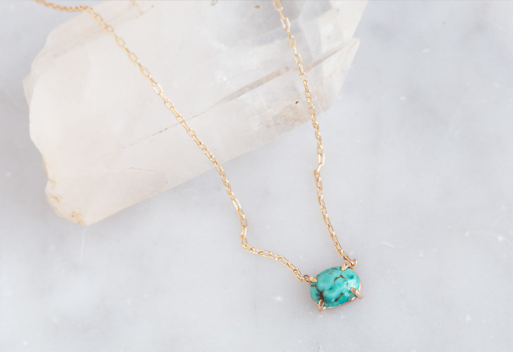Yellow Gold One of a Kind Turquoise Necklace