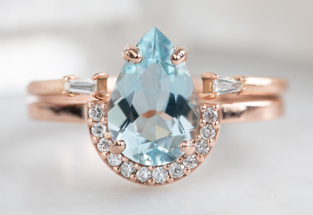 The Dahlia Ring with an Aquamarine