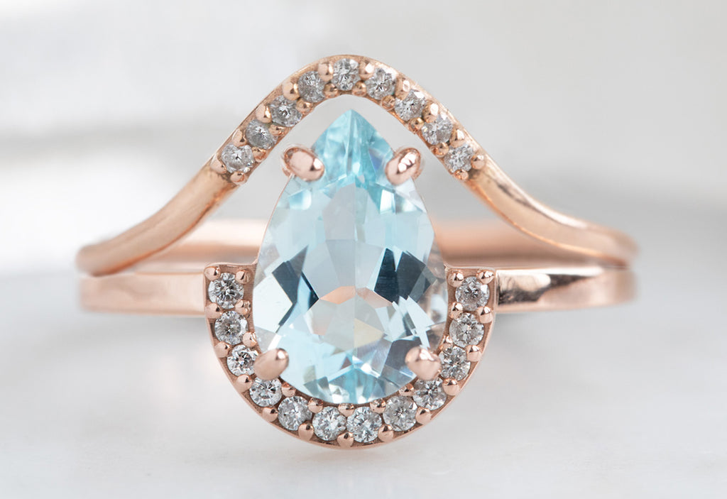 The Dahlia Ring with an Aquamarine