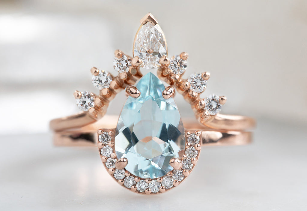 The Dahlia Ring with an Aquamarine