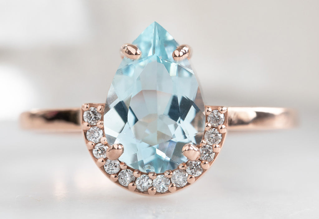 The Dahlia Ring with an Aquamarine