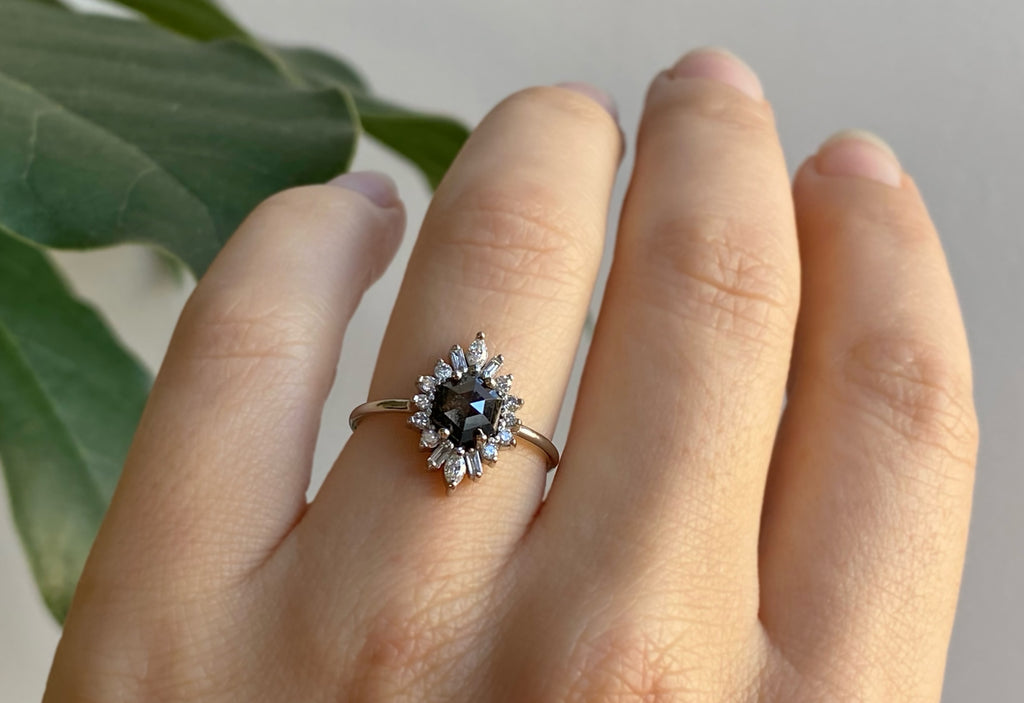 The Camellia with a Black Hexagon Diamond