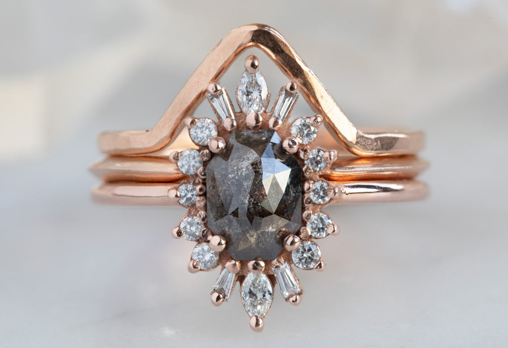 The Camellia Ring with a Black Emerald-Cut Diamond