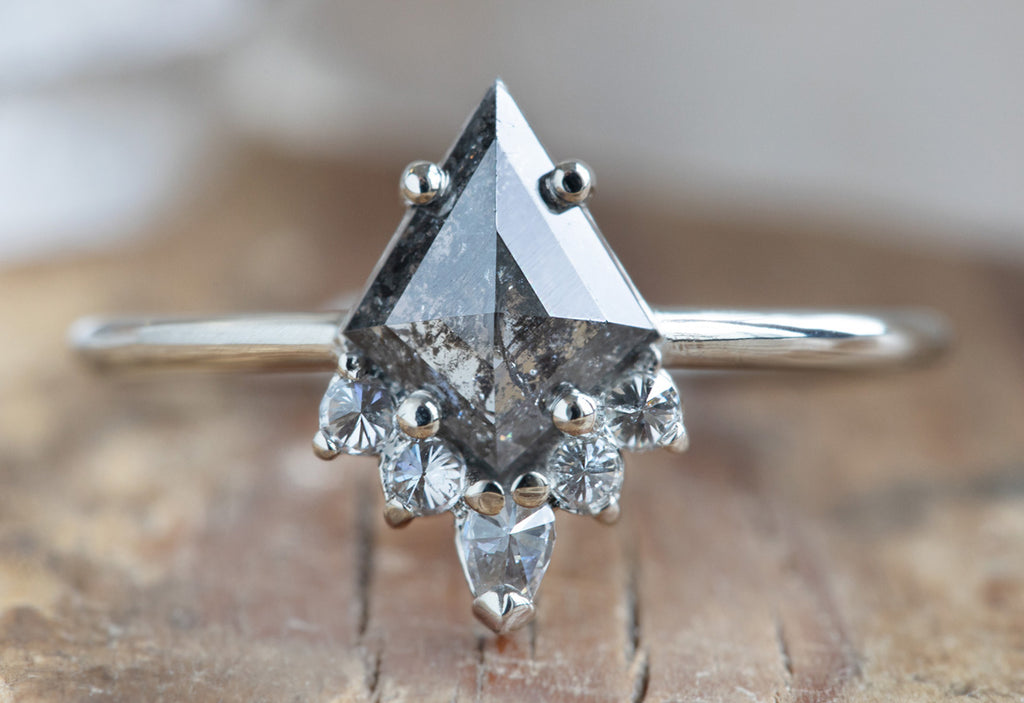 The Aster Ring with a Salt + Pepper Kite Diamond
