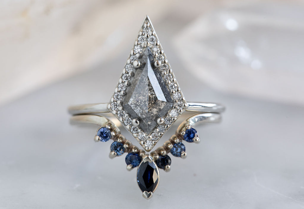 The Dahlia Ring with a Salt & Pepper Kite Diamond