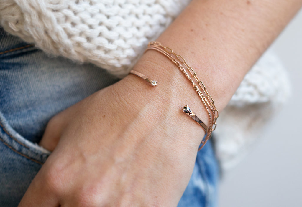 Black + White Diamond Cuff Bracelet On Model