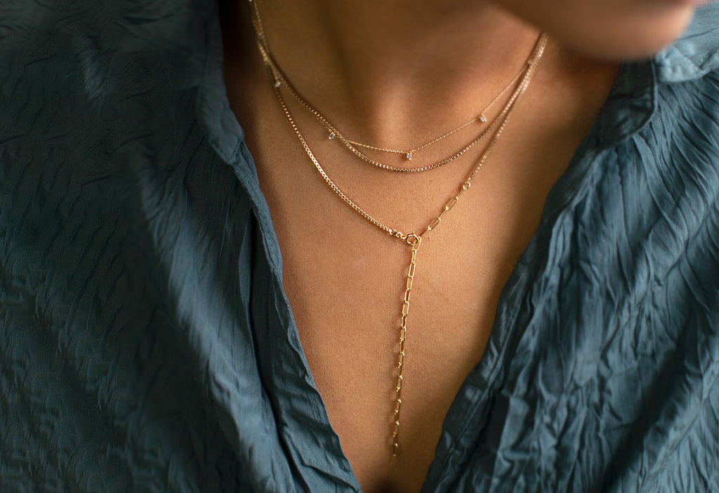 4-in-1 Cable Chain Necklace on Model