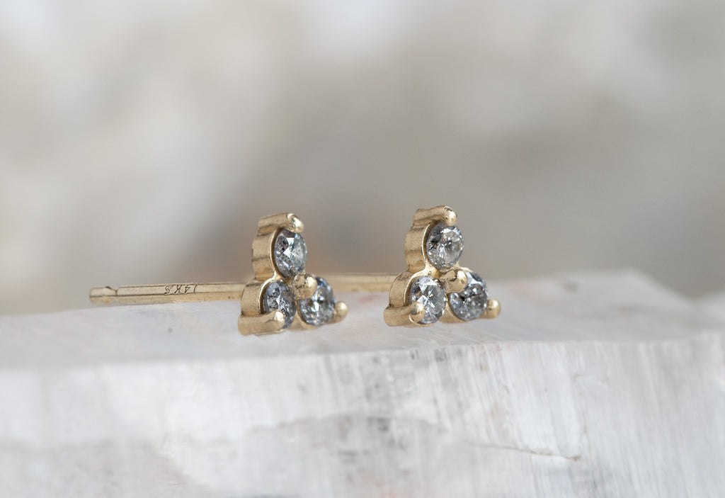 Diamond Cluster Stud Earrings on crystal