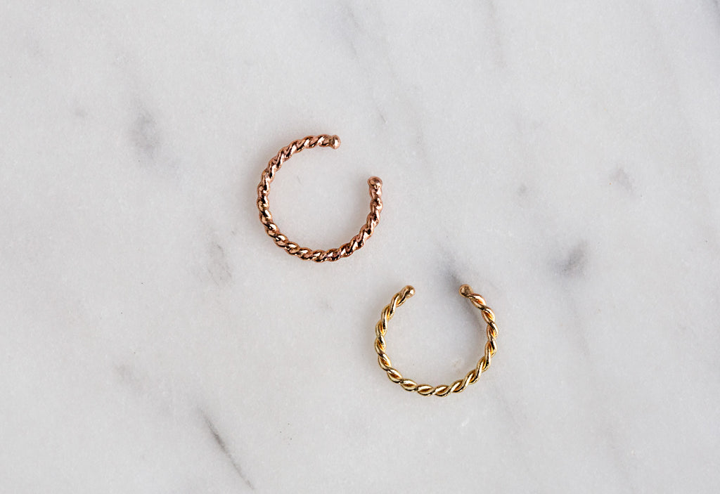 14k Gold Rope Ear Cuff