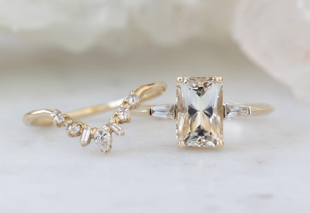 The Ash Ring with an Emerald Cut Tanzanite