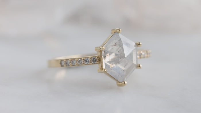The Willow Ring with an Icy-White Hexagon Diamond