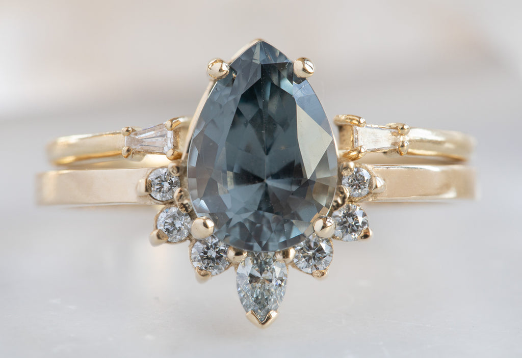 The Aster Ring with a Pear Cut Grey Spinel