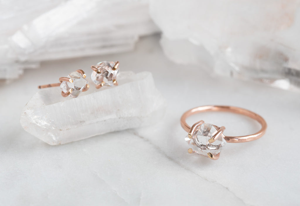 Herkimer Diamond Ring-Rose Gold Filled