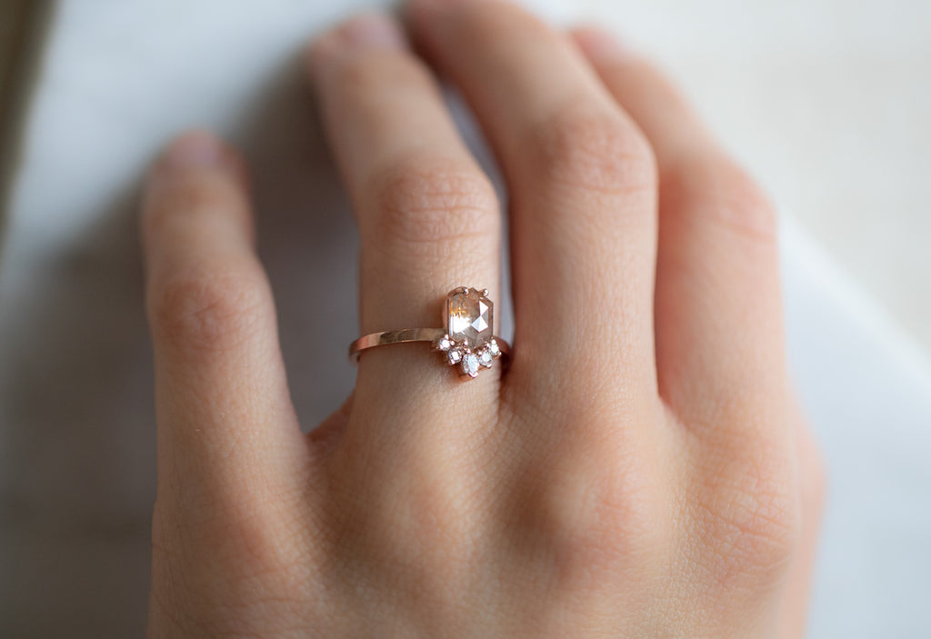 The Aster Ring with a Red Hexagon Diamond