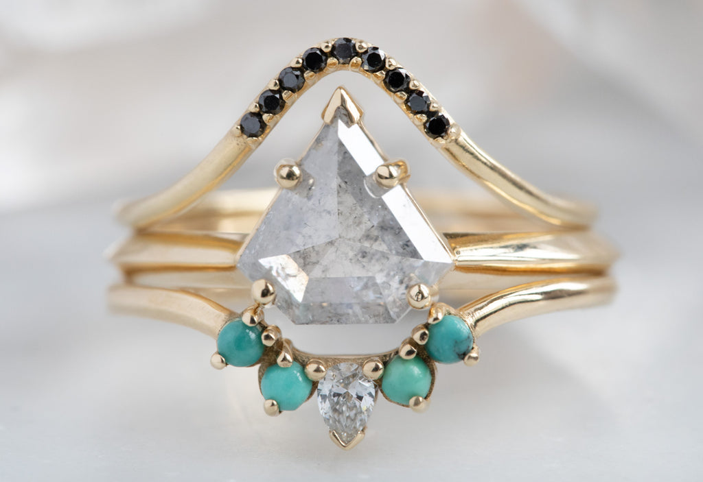 The Sage Ring with an Icy White Shield Cut Diamond