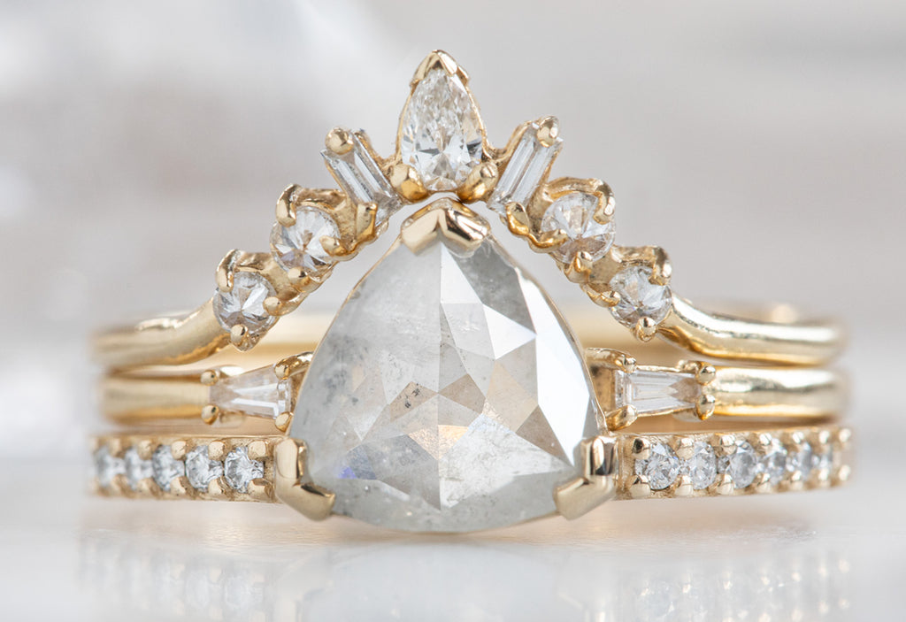The Willow Ring with an Opalescent Trillion Diamond