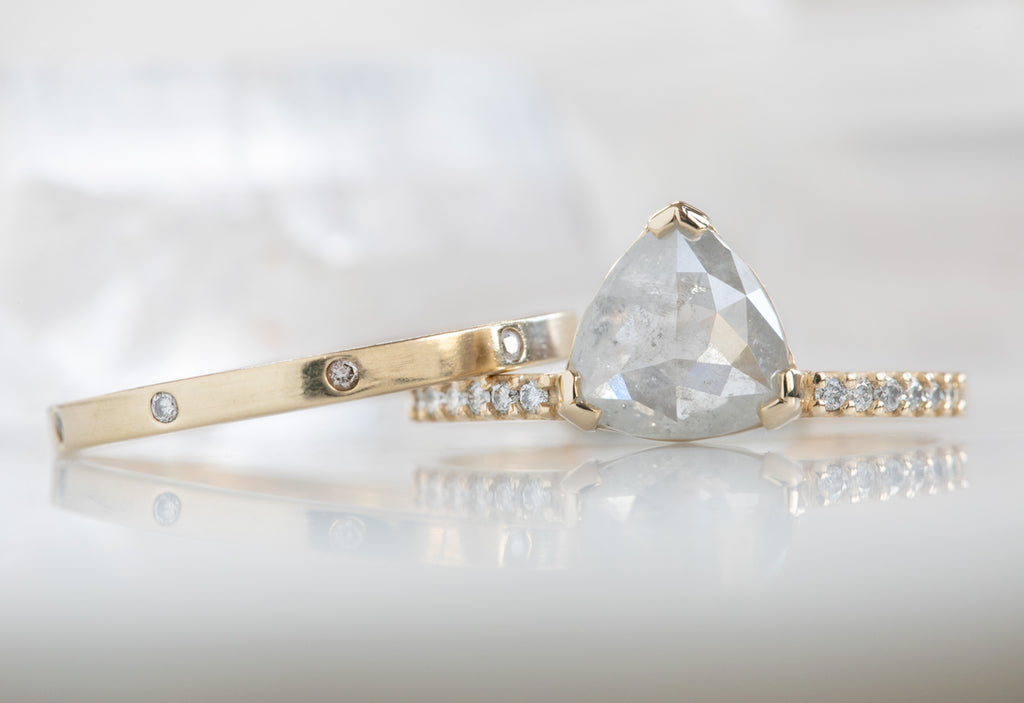 The Willow Ring with an Opalescent Trillion Diamond
