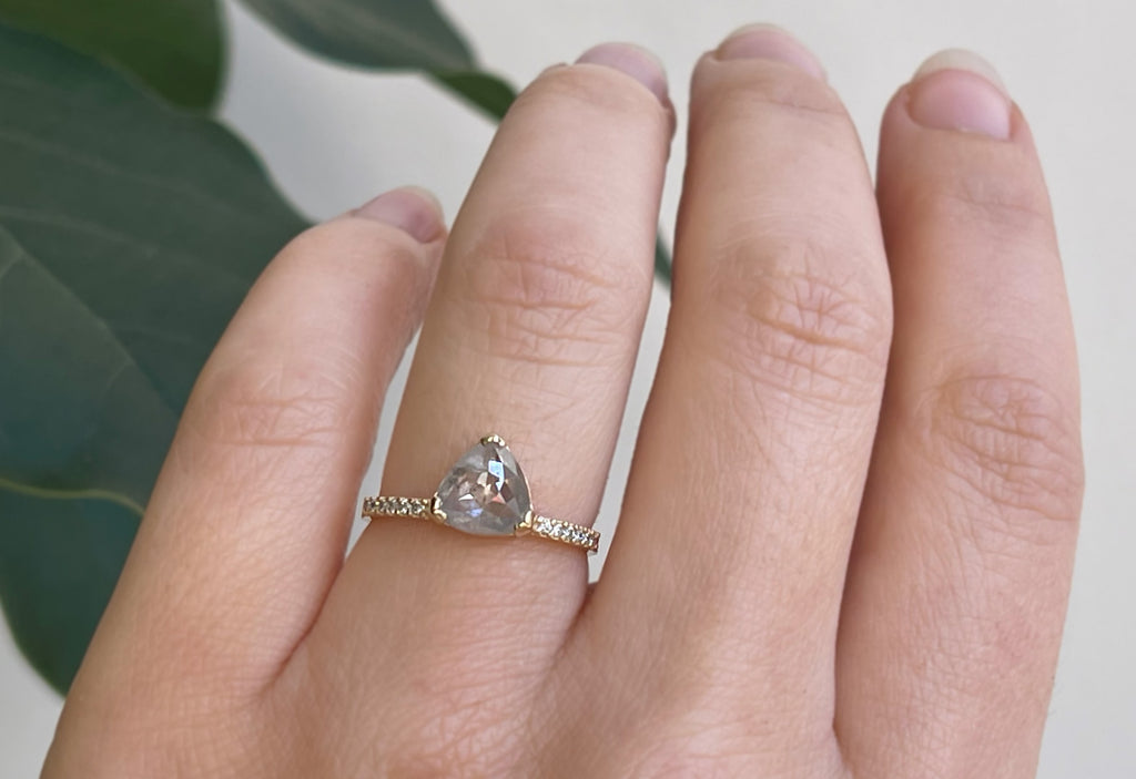 The Willow Ring with an Opalescent Trillion Diamond