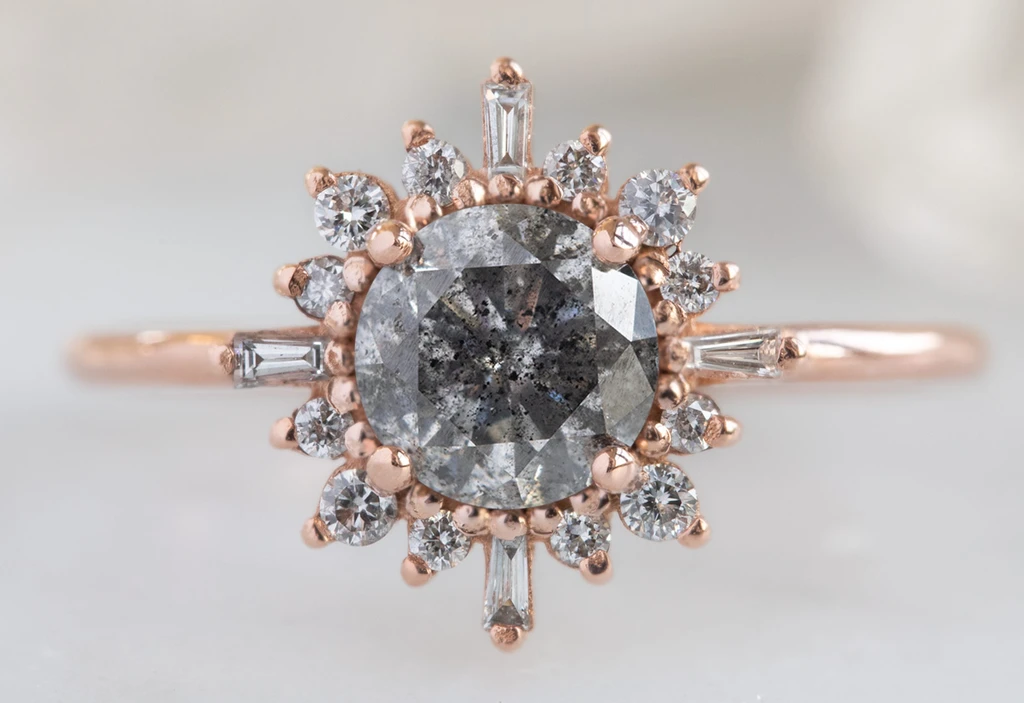 Design A Custom Round Salt and Pepper Diamond Engagement Ring