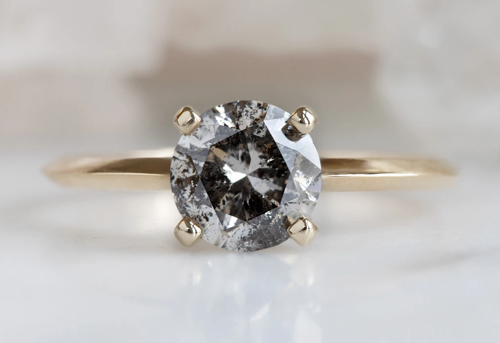 Design Your Own Custom Round Salt and Pepper Diamond Engagement Ring
