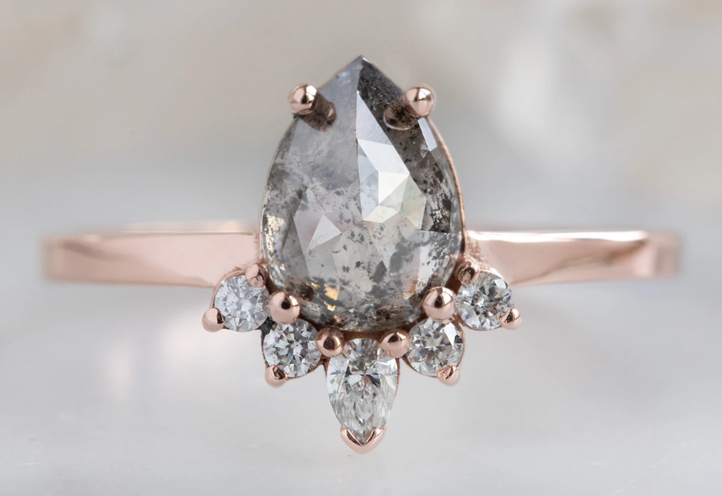 Design Your Own Custom Natural Salt And Pepper Rose Cut Diamond Ring