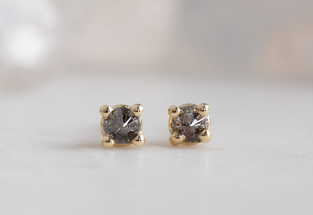 Inverted Salt & Pepper Diamond Stud Earrings