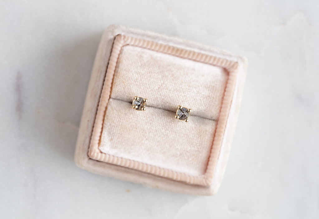 Inverted Salt & Pepper Diamond Stud Earrings