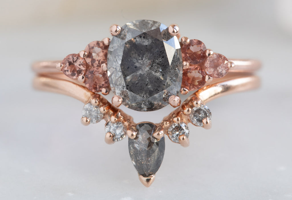 The Ivy with an Oval Cut Grey Diamond + Sunstones