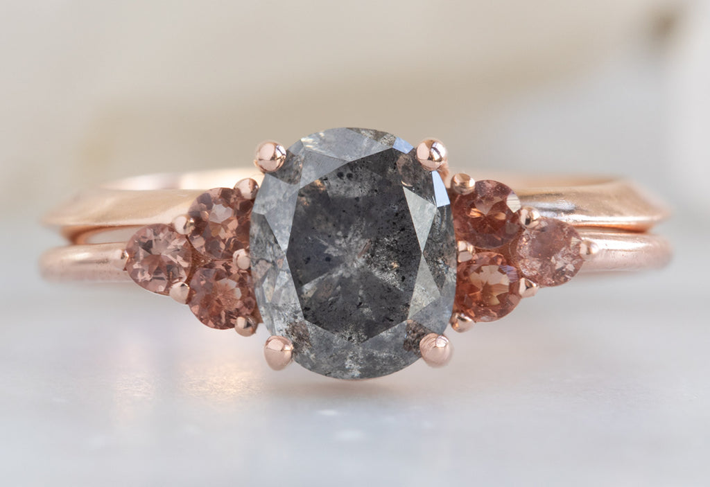 The Ivy with an Oval Cut Grey Diamond + Sunstones