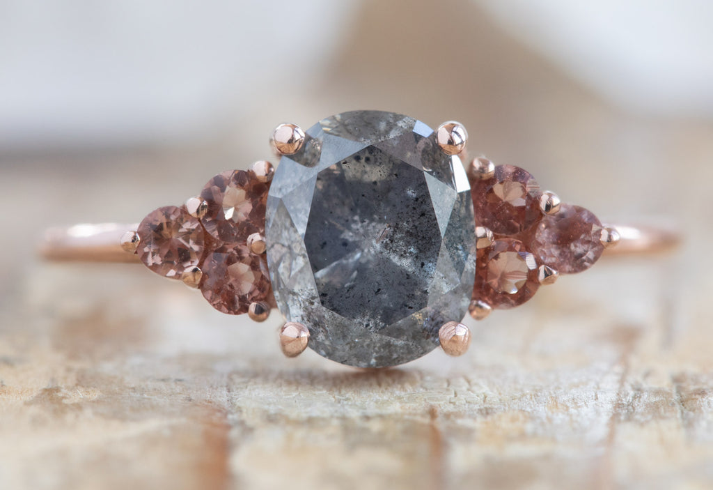 The Ivy with an Oval Cut Grey Diamond + Sunstones