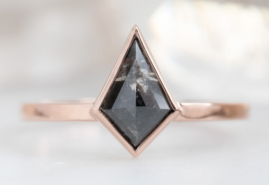 Kite-Shaped Black Diamond Engagement Ring 