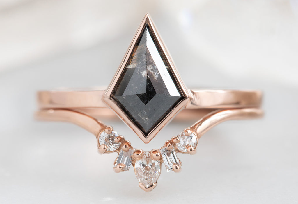 Kite-Shaped Black Diamond Engagement Ring