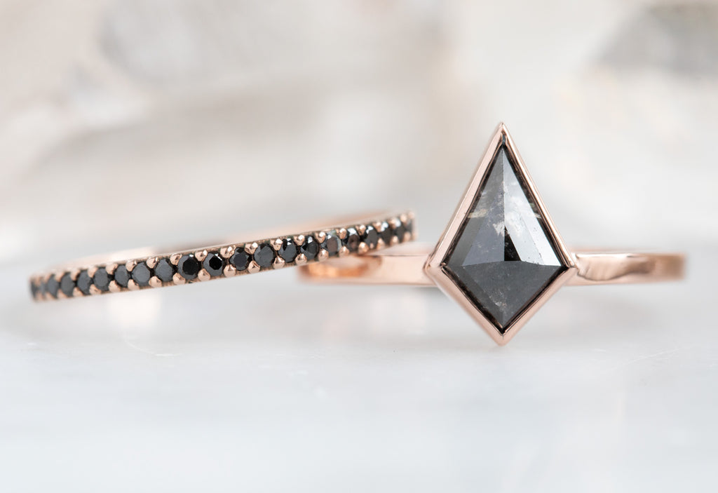 Kite-Shaped Black Diamond Engagement Ring