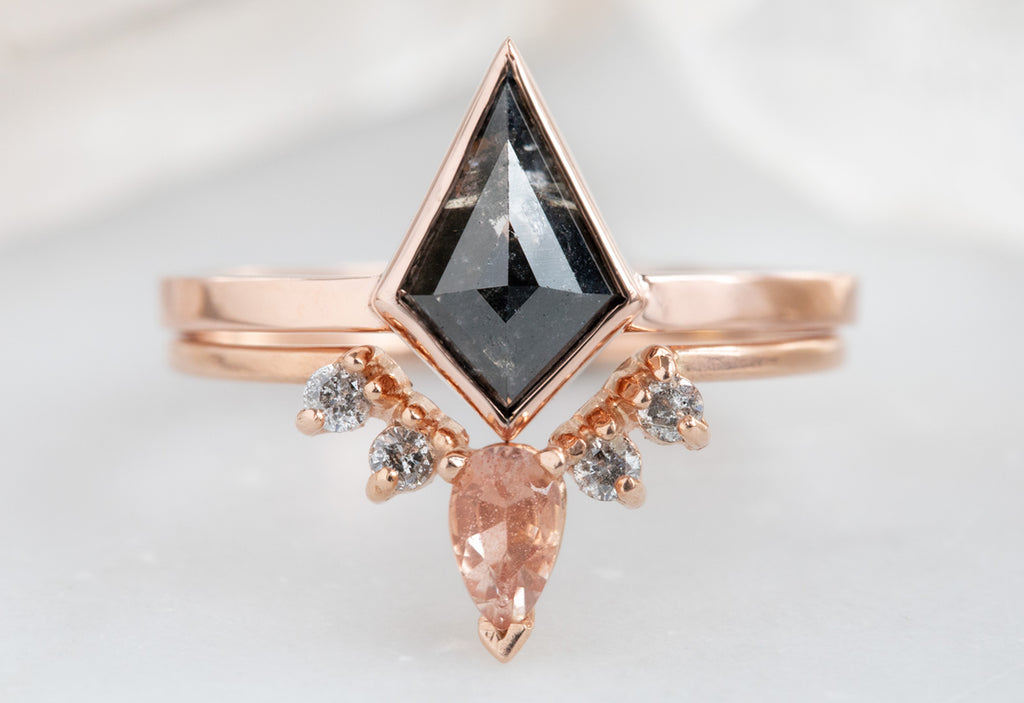 Kite-Shaped Black Diamond Engagement Ring