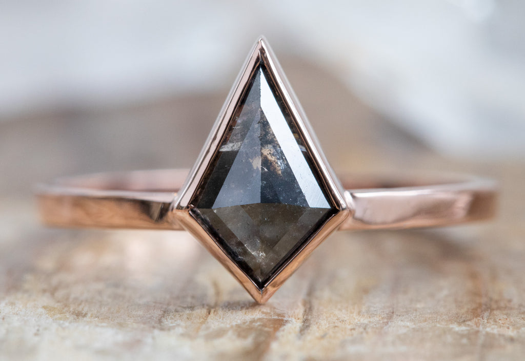 Kite-Shaped Black Diamond Engagement Ring