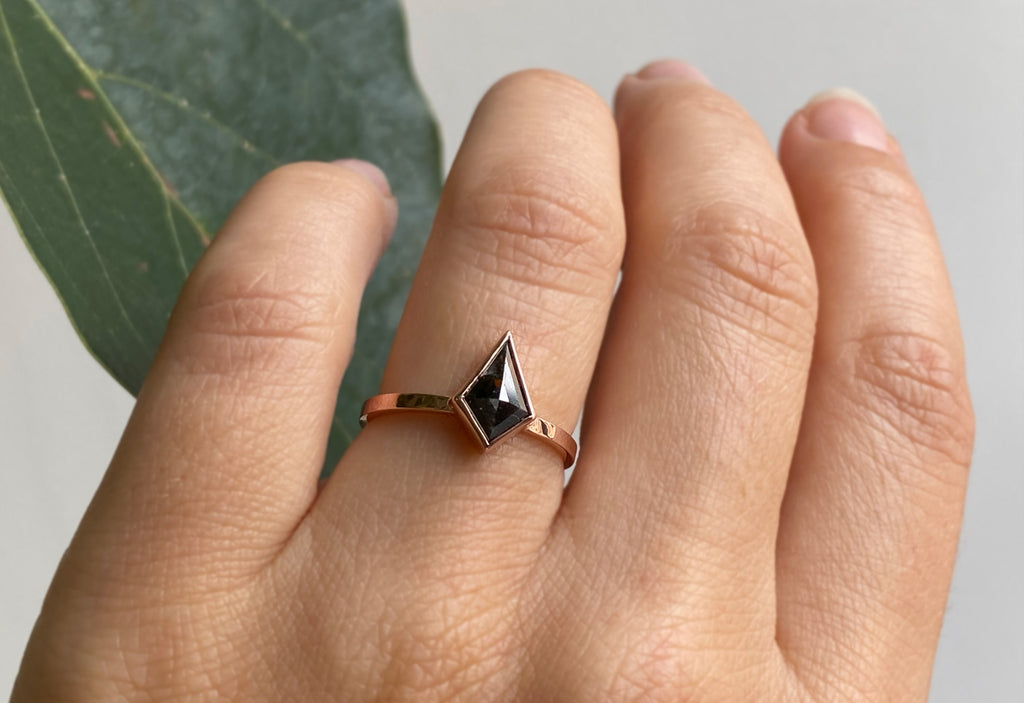 Kite-Shaped Black Diamond Engagement Ring