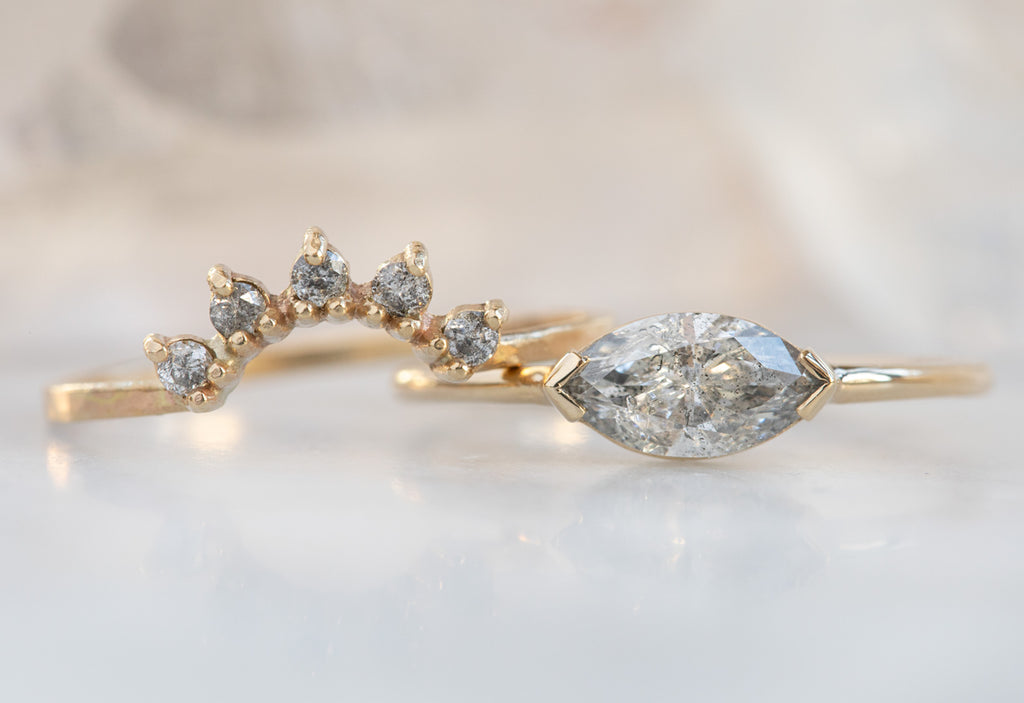 The Bryn Ring with a Marquise Salt + Pepper Diamond