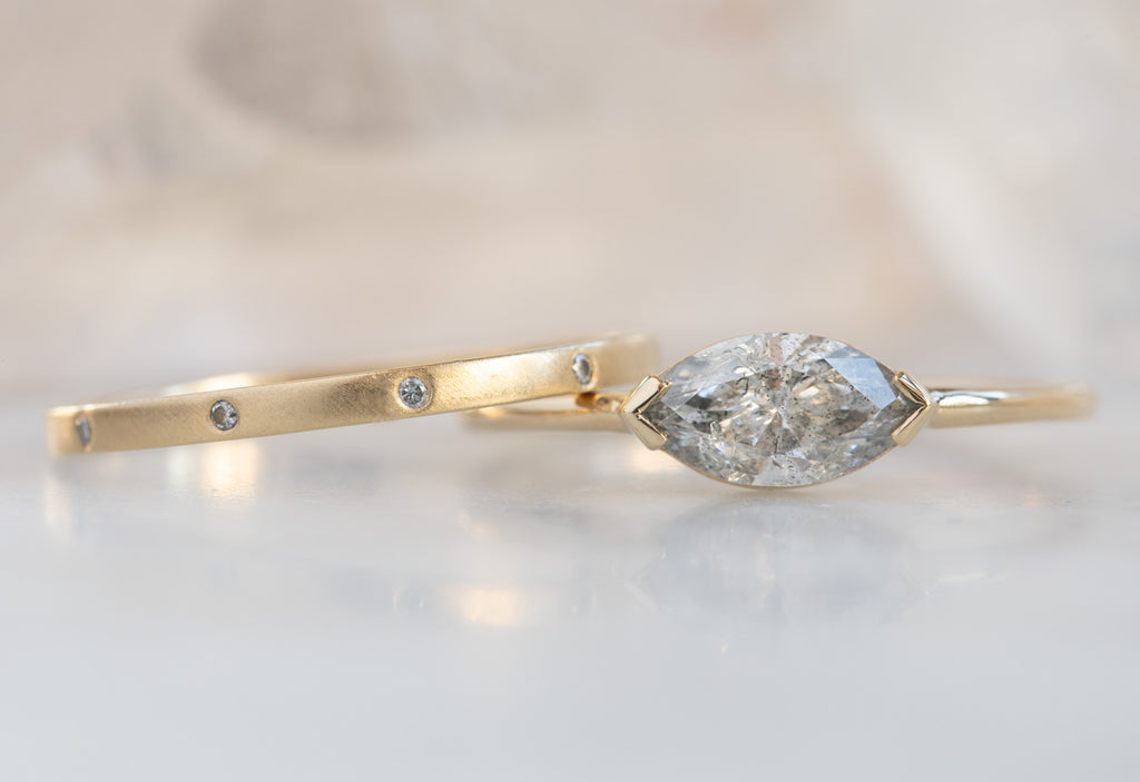 The Bryn Ring with a Marquise Salt + Pepper Diamond