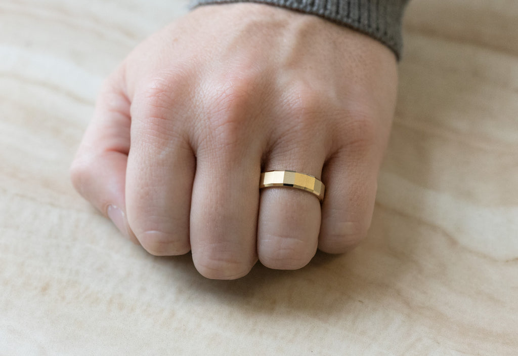 Faceted Gold Wedding Band
