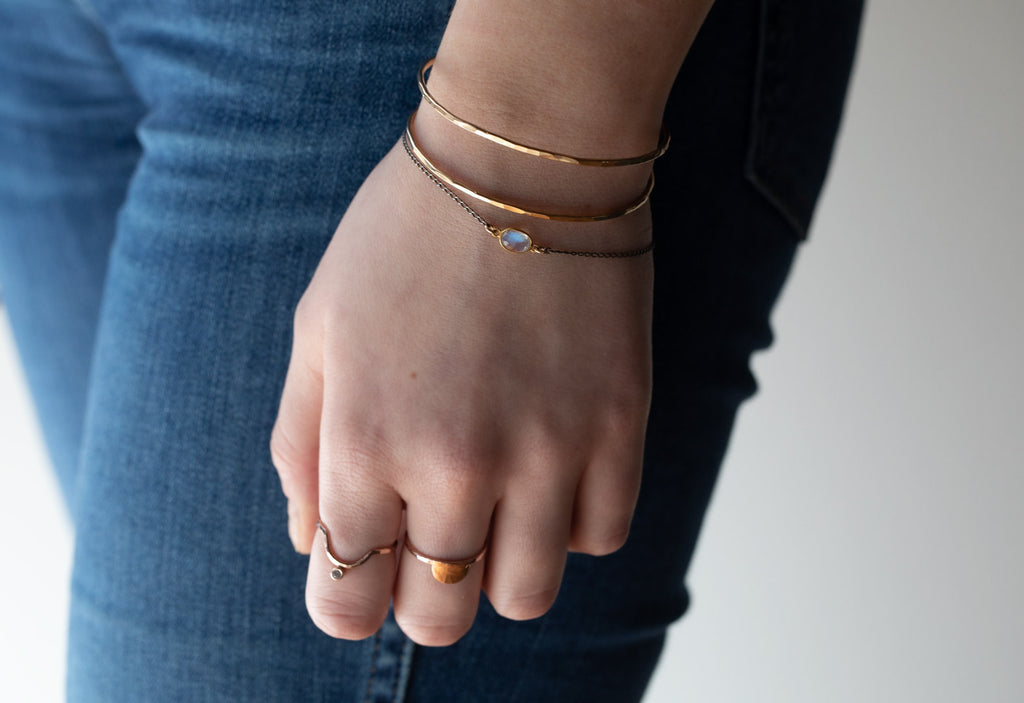 Rose Cut Moonstone Chain Bracelet