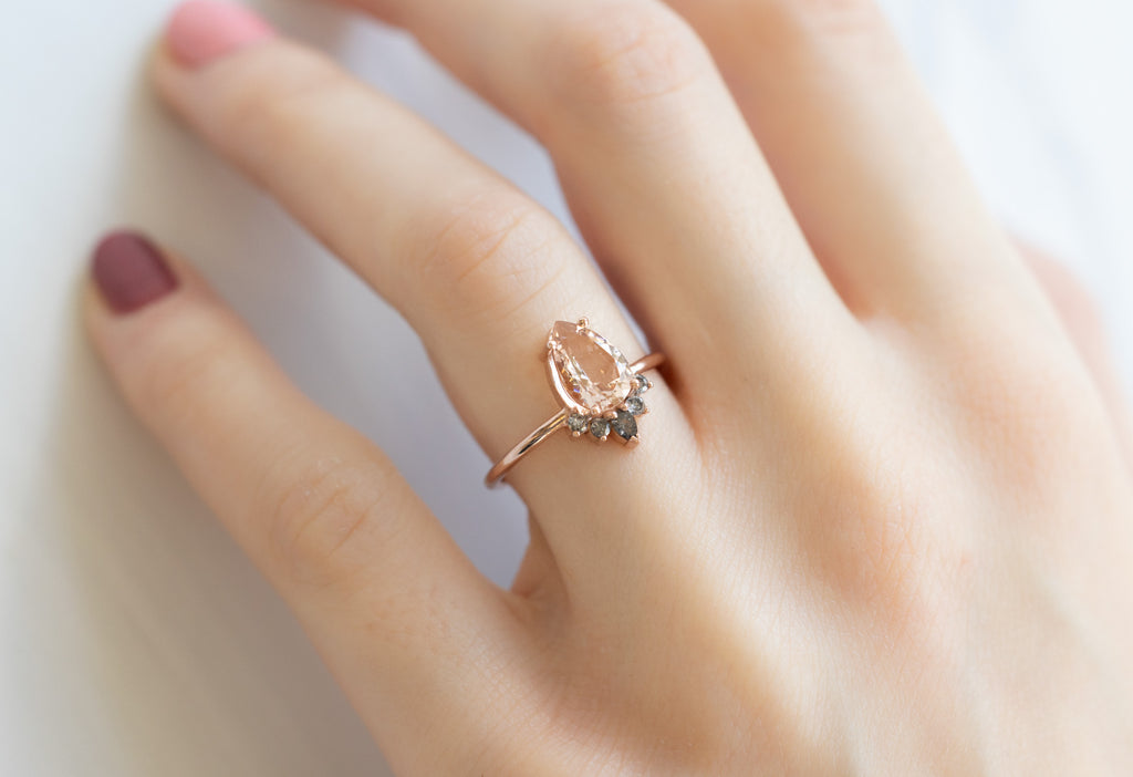 The Aster Ring with a Pear-Cut Morganite