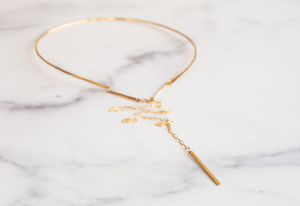Muse Lariat in Yellow Gold FIlled