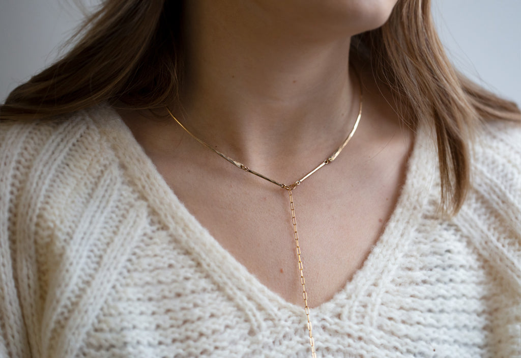 Muse Lariat on Model Close Up