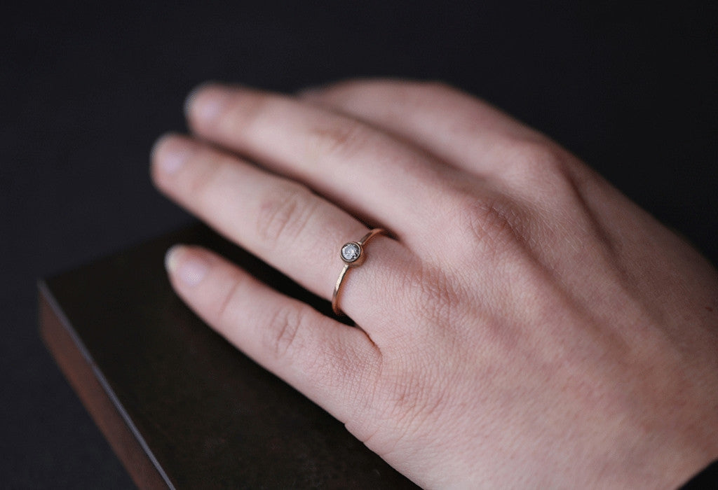 Round Salt + Pepper Diamond Stacking Ring