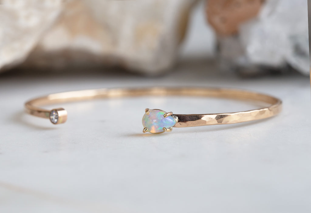 Opal + Diamond Cuff Bracelet