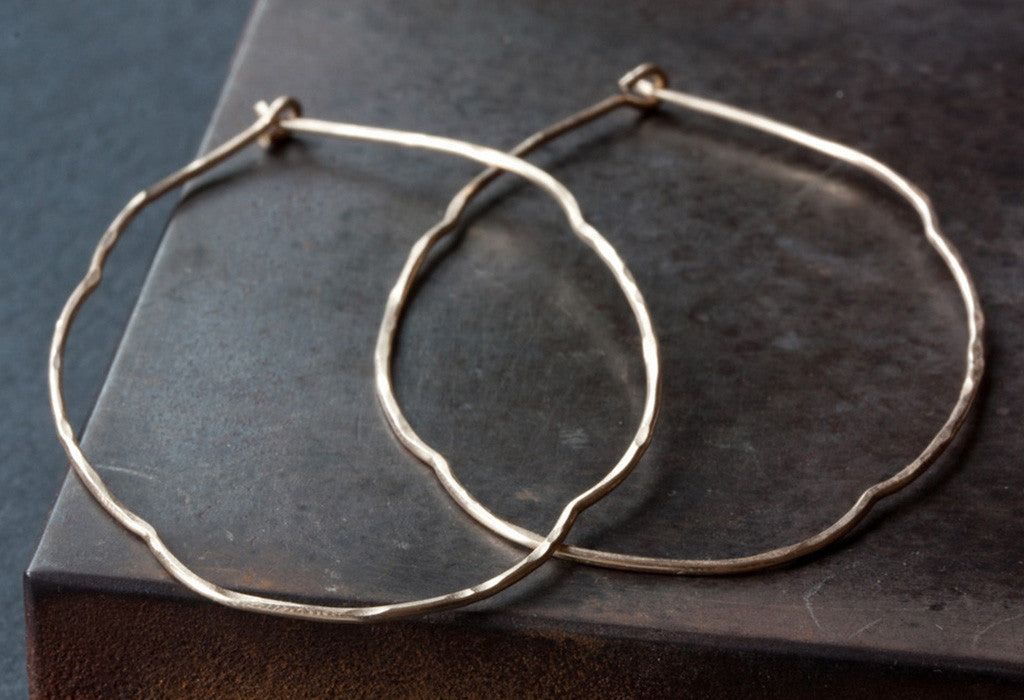 Organic Hoop Earrings on Brown Square Tile