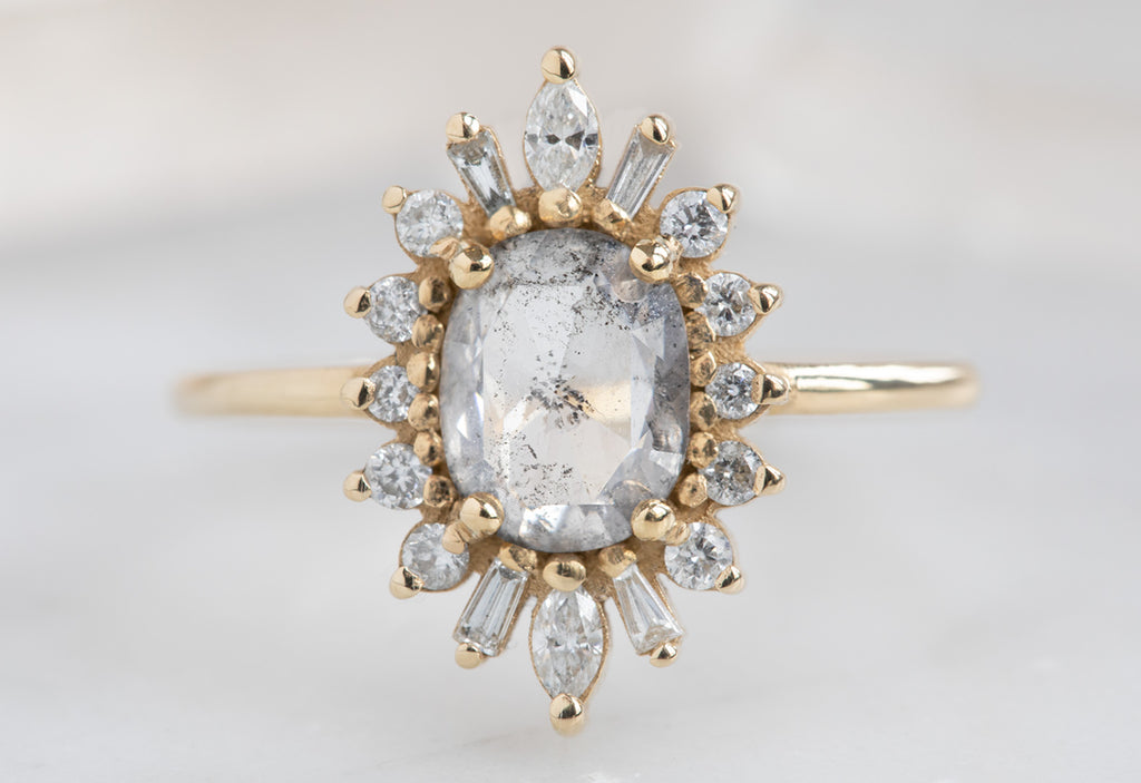 The Camellia Ring with an Opalescent Diamond