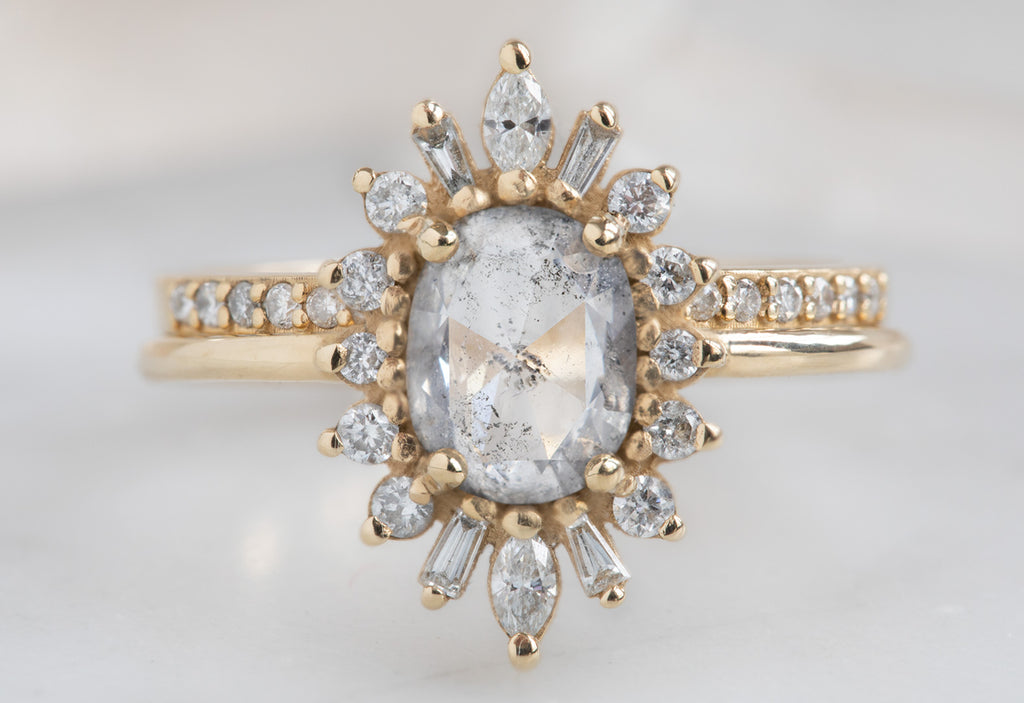 The Camellia Ring with an Opalescent Diamond