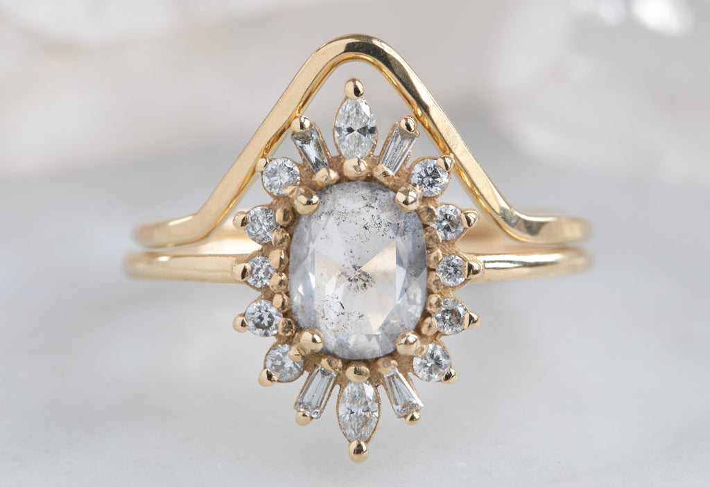 The Camellia Ring with an Opalescent Diamond