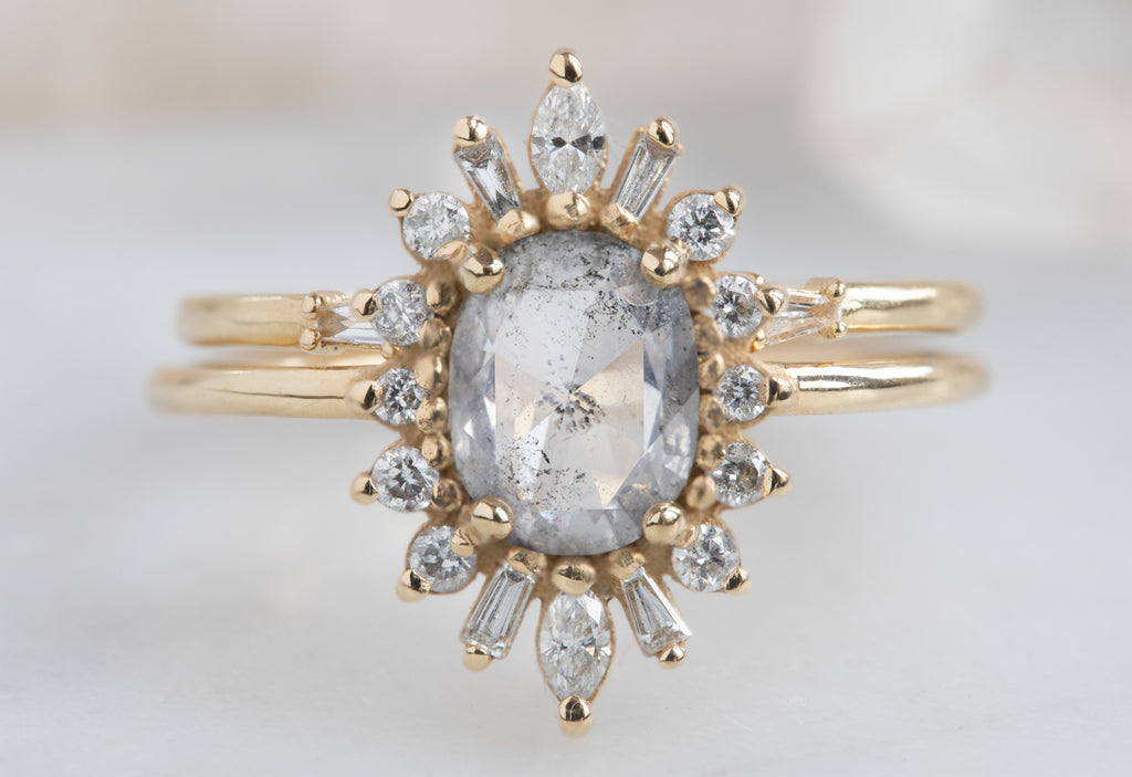 The Camellia Ring with an Opalescent Diamond